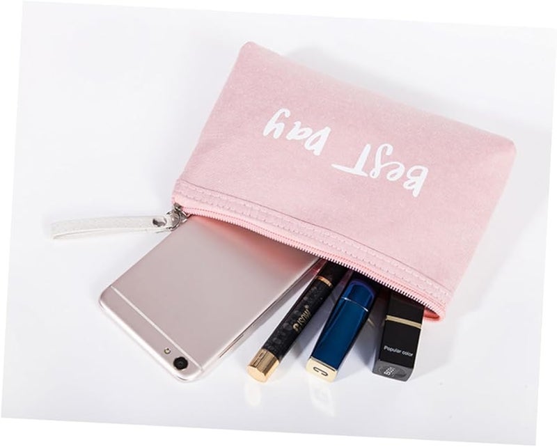 DOITOOL 3pcs Canvas Makeup Pouches Zippered Cosmetic Bags Medium Size Travel Organizer - Image 3